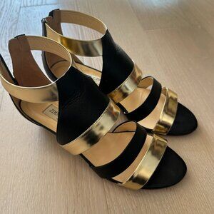 Jimmy Choo Black and Gold Sandals